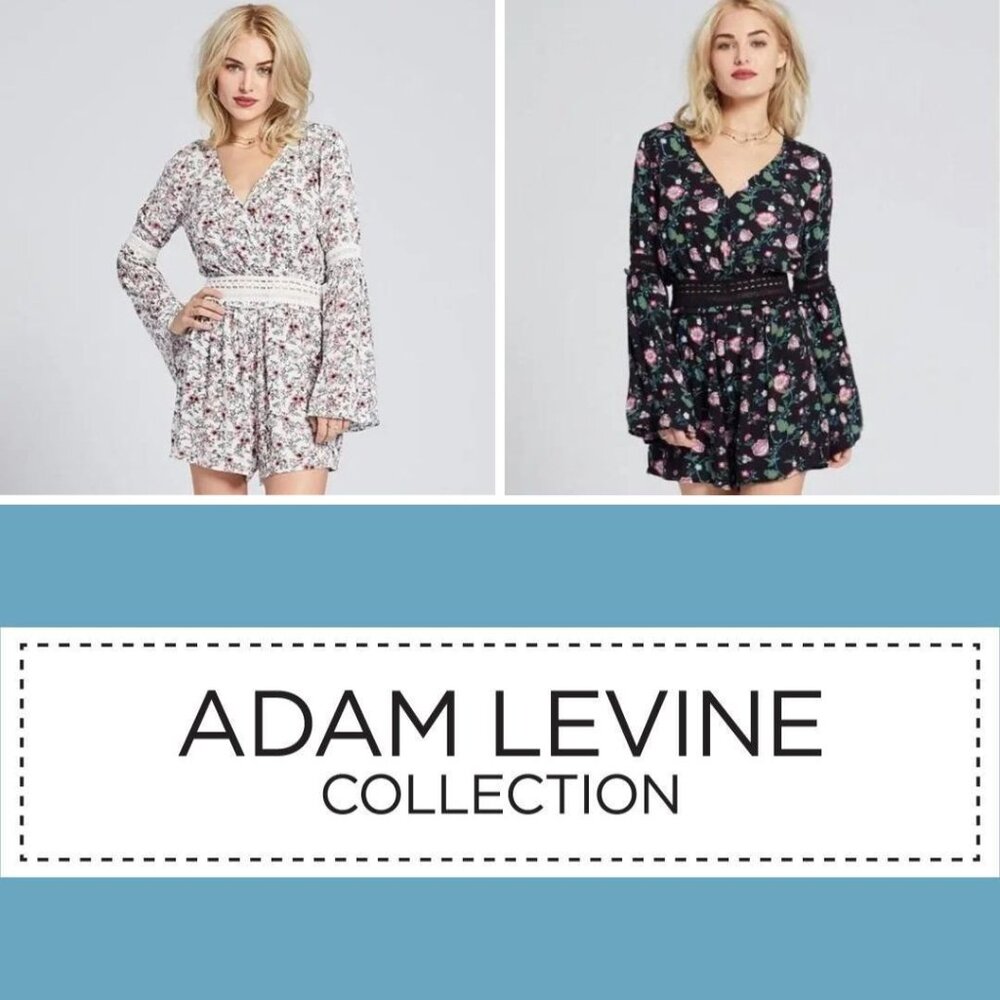 Lot of 2 Adam Levine Collection Floral Rompers Size XL NEW NWT